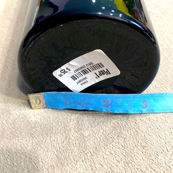 Black Crystal Vase Cut to Green Mid Century Modern MCM; Hand Blown 13.5 x 3 1/8" - Picture 8 of 11